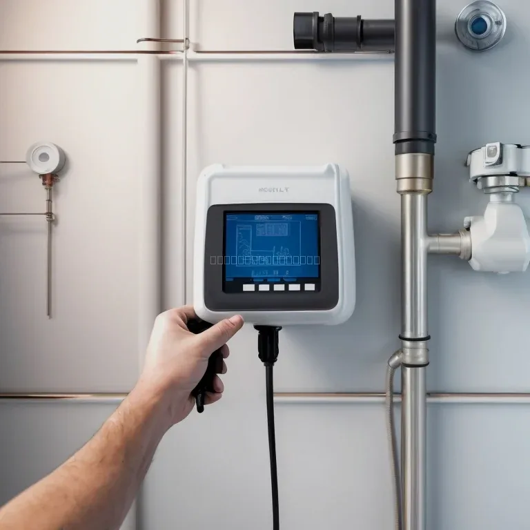 Técnico realizando termografía en pared húmeda